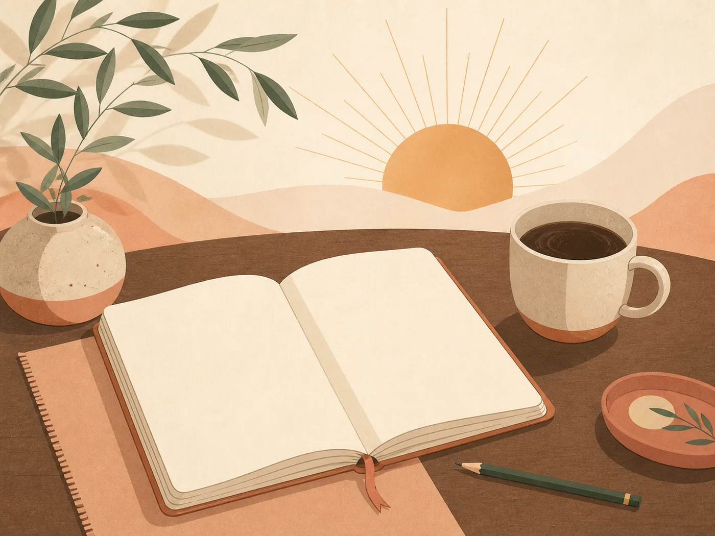 An editorial desk scene from Quiet Journal