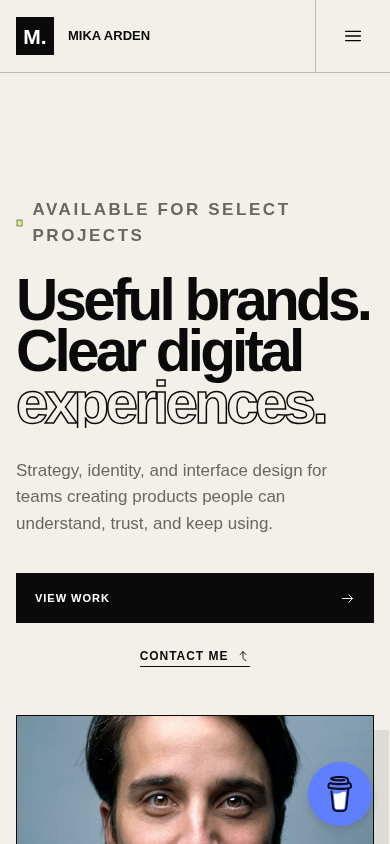 Mono Portfolio — actual mobile screenshot