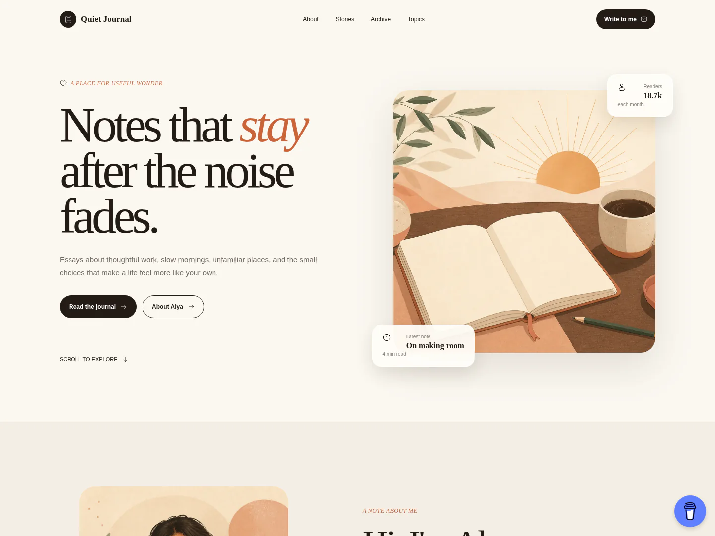 Quiet Journal theme — actual desktop screenshot