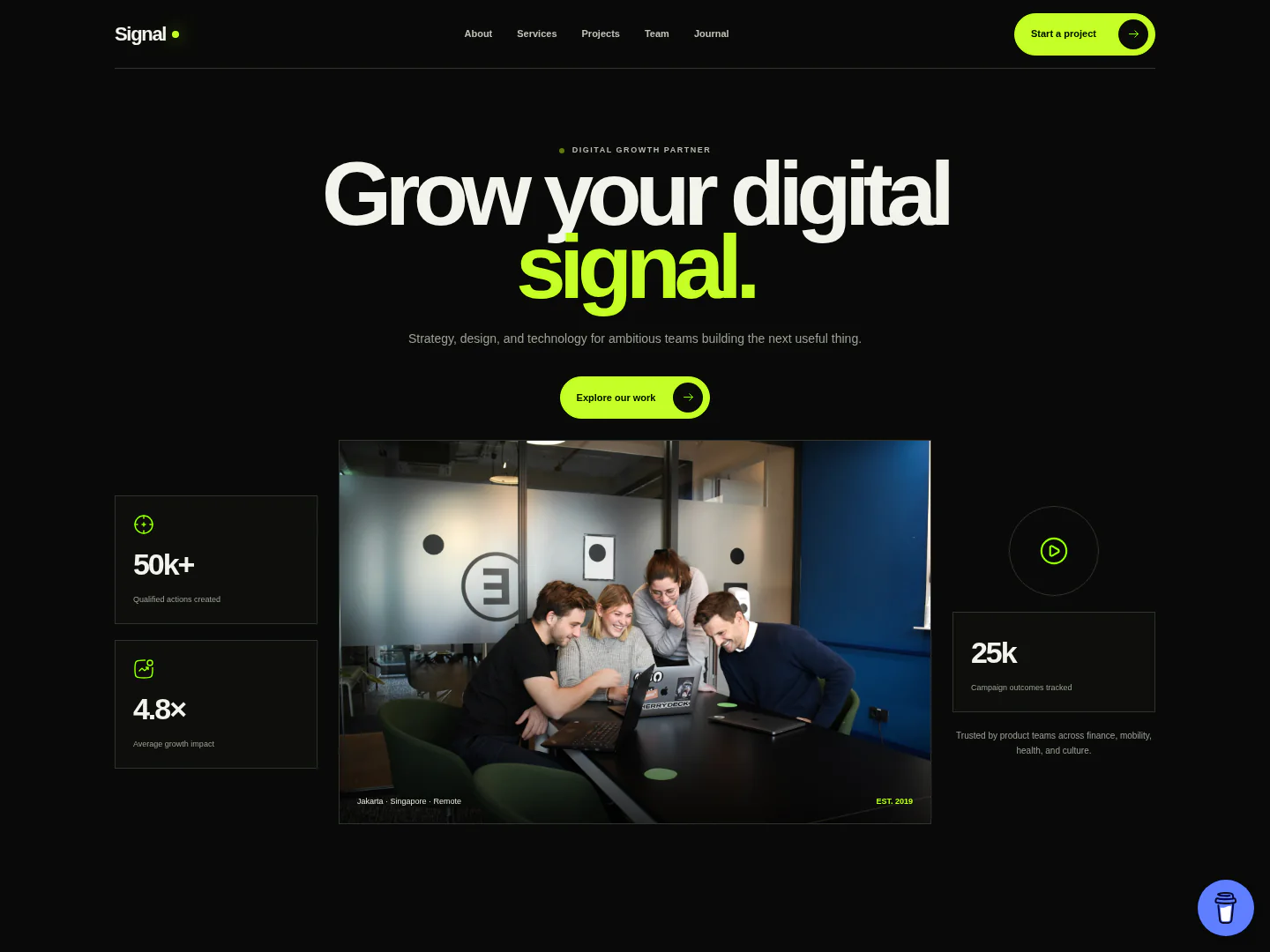 Signal Agency theme — actual desktop screenshot
