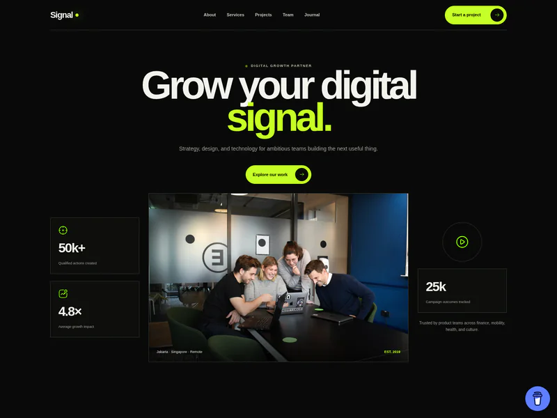 Signal Agency theme — actual desktop screenshot