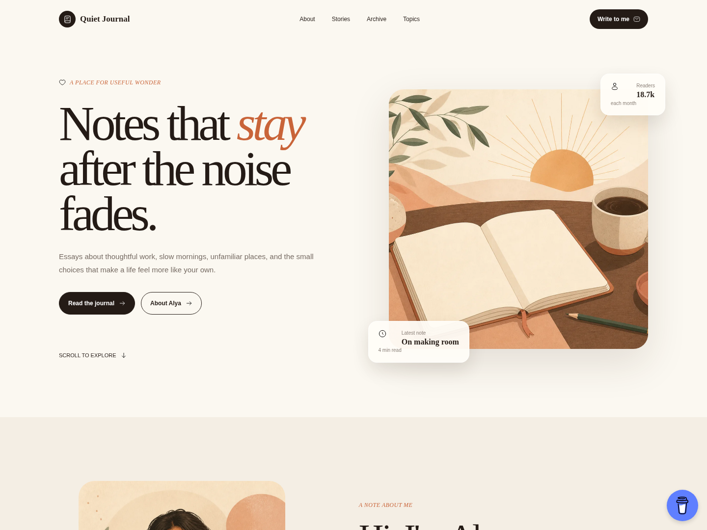 Quiet Journal theme — actual desktop screenshot