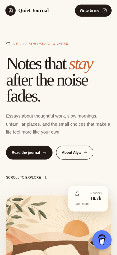 Quiet Journal — actual mobile screenshot