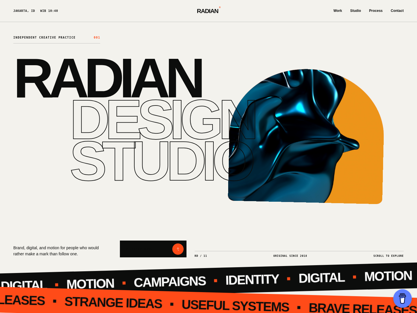 Radian Studio theme — actual desktop screenshot
