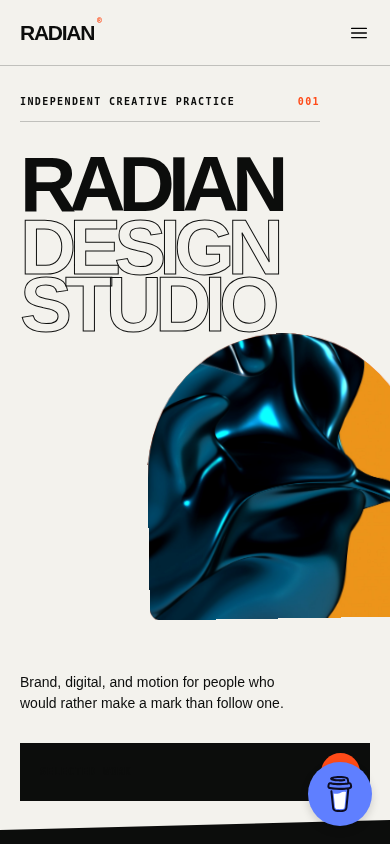 Radian Studio — actual mobile screenshot