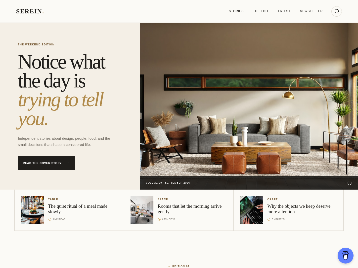 Serein Journal theme — actual desktop screenshot
