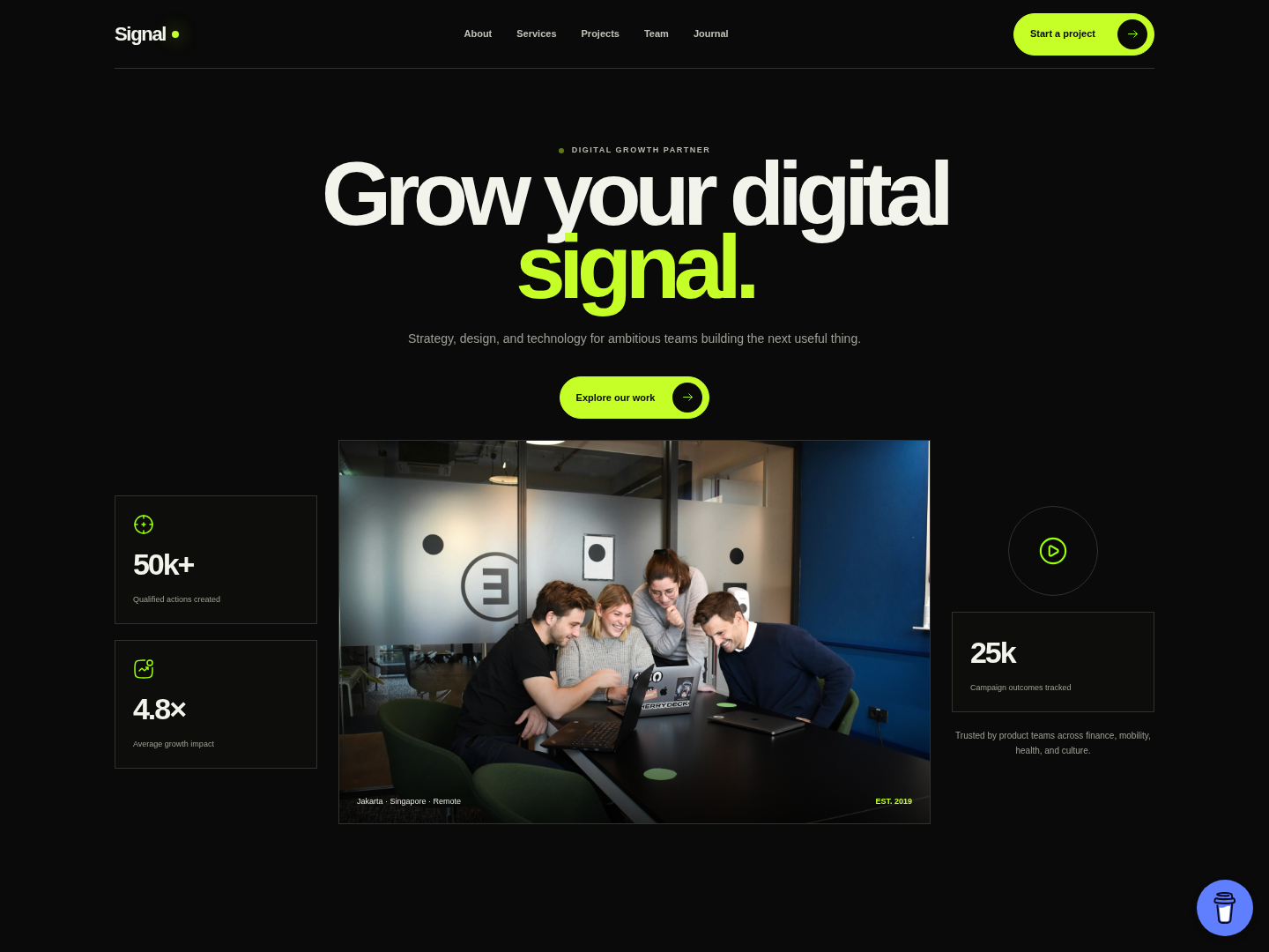 Signal Agency theme — actual desktop screenshot