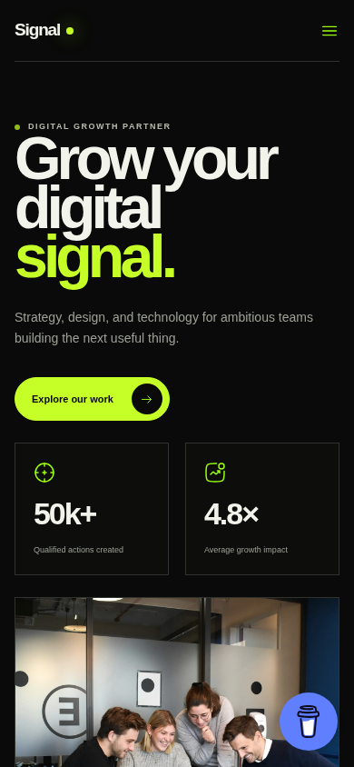 Signal Agency — actual mobile screenshot